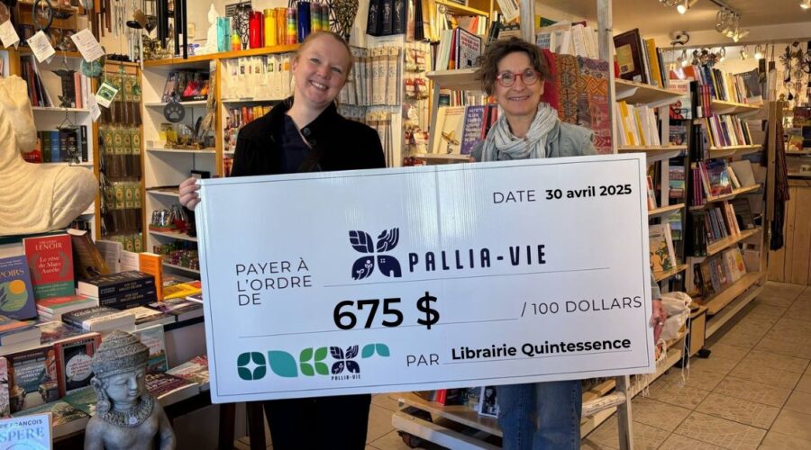 Nous tenons à exprimer notre profonde gratitude à Mme Lucie Cadieux, à toute son équipe dévouée, ainsi qu’à la clientèle généreuse de la Librairie Quintessence.